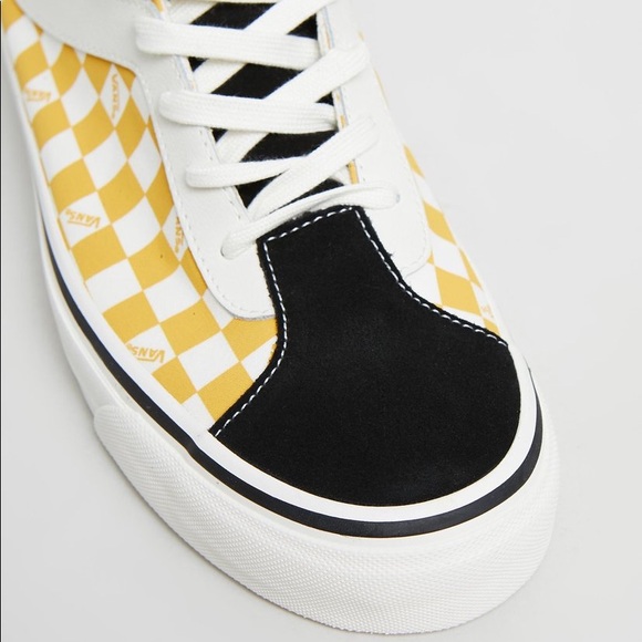 Vans Bold Ni Checkerboard Yellow Sneakers Black/Mango Mojito Retro Reissue - Picture 7 of 16